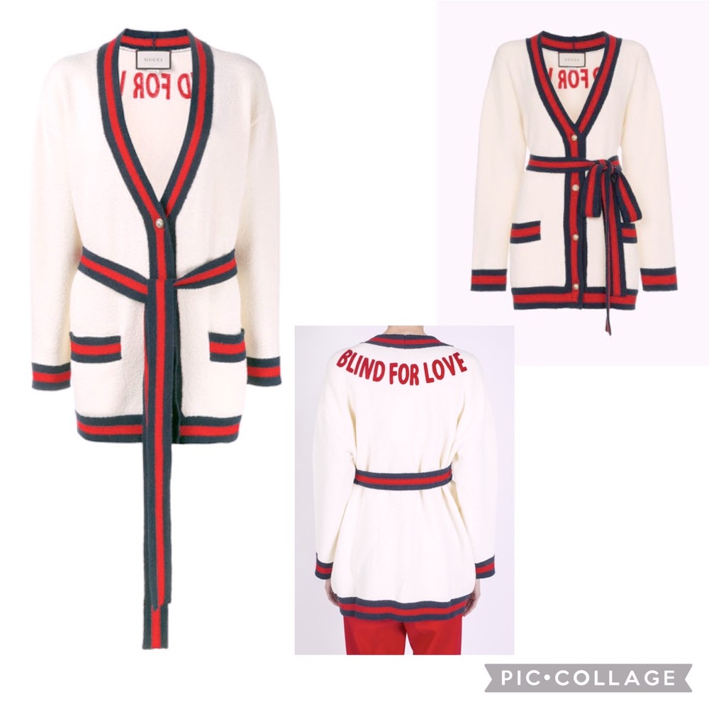Gucci BLIND FOR LOVE Ivory Belted Cardigan Coat S